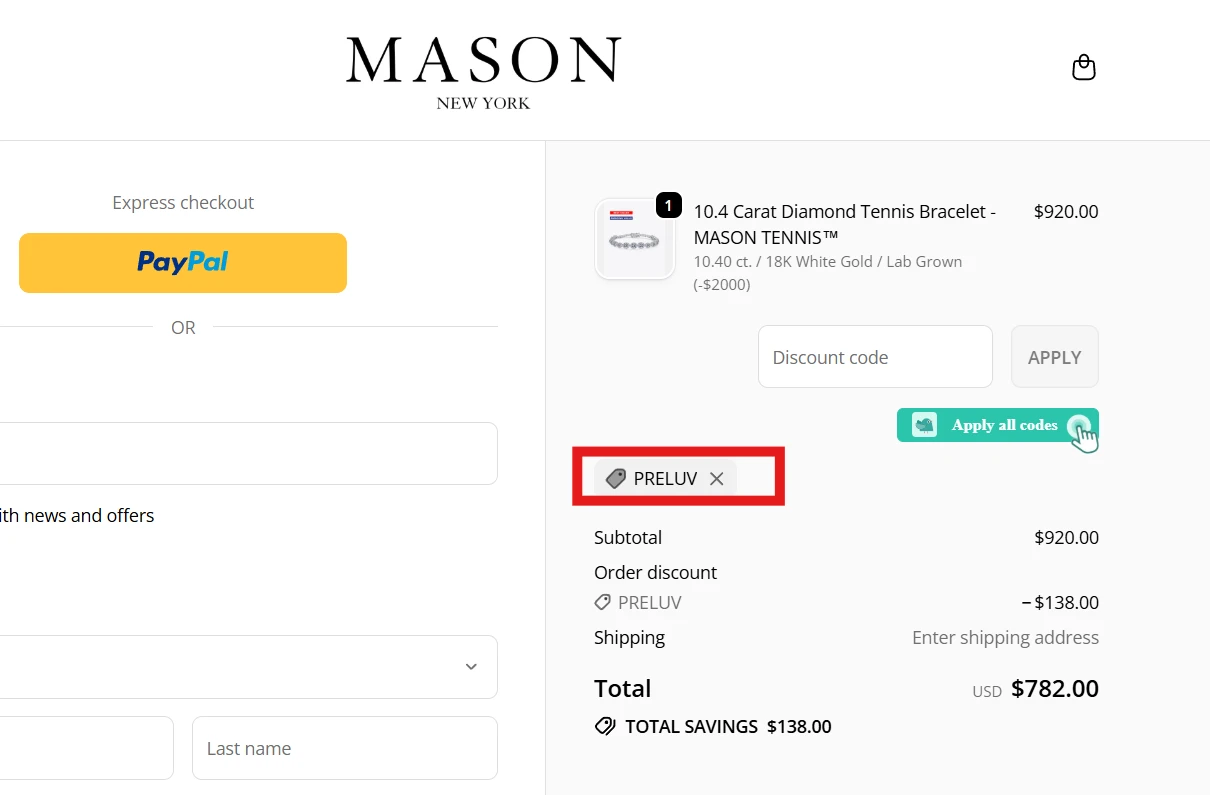 Use Discount Code PRELUV for 15% OFF Sitewide at masonnewyork.com
